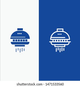 Space, Shuttle, Spacecraft, Ufo Line and Glyph Solid icon Blue banner
