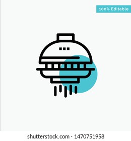 Space, Shuttle, Spacecraft, Ufo turquoise highlight circle point Vector icon. Vector Icon Template background