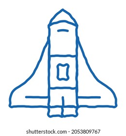 Space Shuttle Spaceship sketch icon vector. Hand drawn blue doodle line art Space Shuttle Spaceship sign. isolated symbol illustration