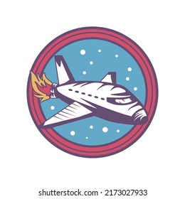 space shuttle stamp retro icon