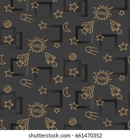 Space, shuttle, star, planet, meteorite, moon, unidentified flying object, pattern. Background texture