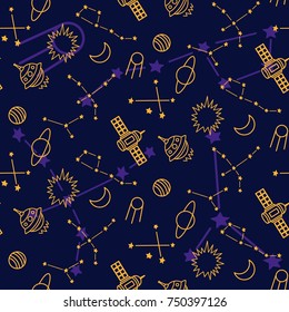 Space, shuttle, star, planet, meteorite, moon, unidentified flying object, pattern. Background texture