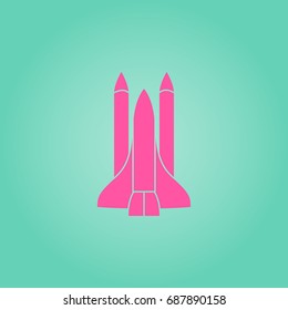 Space shuttle symbol simple silhouette icon on background