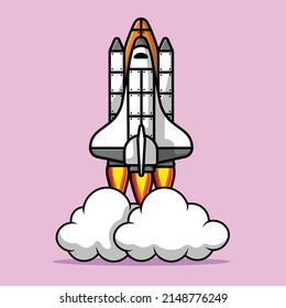 Space Shuttle Start Cartoon Vektorsymbol Illustration. Science Technology Icon Konzept isolierter Premium-Vektorgrafik