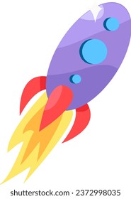 Space shuttle taking off with fiery plume icon. Space vehicle. Extraterrestrial travel and deep Universe exploration. Simple flat vector symbol isolated on white background