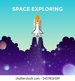 Space shuttle taking off on a mission. Projects template for your design.