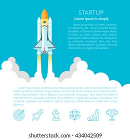Space Shuttle. Space shuttle taking off on a mission. Projects template for business