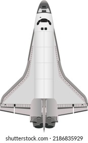 Space Shuttle top view isolated on white background. Vector illustration.	