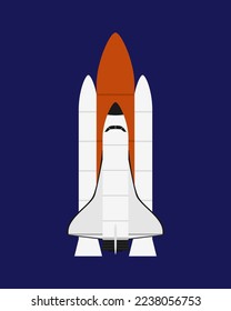 Vector del transbordador espacial. Transporte astronómico. Cohetes para explorar en el espacio ultraterrestre.