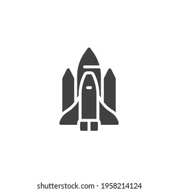 Space shuttle vector icon. filled flat sign for mobile concept and web design. Spacecraft rocket glyph icon. Symbol, logo illustration. Vector graphics