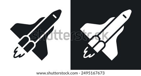 Space shuttle vector icon set in solid style.