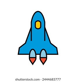 Space shuttle vector icon. Spaceship cartoon icon.