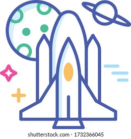 Space Shuttle vector icon style illustration. Space symbol EPS 10.