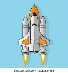 Space shuttle vector illustration. Cartoon space ship icon logo. Rocket space ship launch