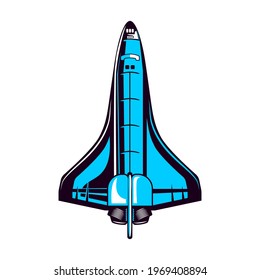 Space shuttle in vector. Image of spaceship in retro vintage style. Isolated illustration on a white background.