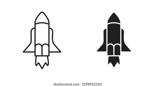 Space shuttle vector line icon illustration collection.