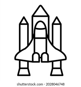 Space Shuttle Vector Outline Icon Isolated On White Background

