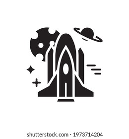 Space Shuttle vector solid icon. Space symbol EPS 10 file