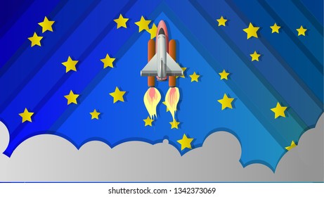 Space Shuttle.Beautiful vector illustration of a Shuttle flying among the stars. The image is perfect as a background for postcards and as a background for the desktop.