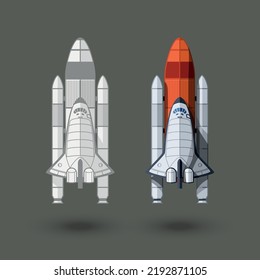 space shuttles two various styles on gray