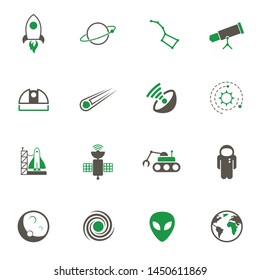 space simple vector icons in two colors isolated on white background. space traveling concept. space 2 color icons for web and ui design