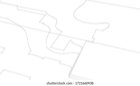 
space sketch outline, 3D rendering., landscape architectural form