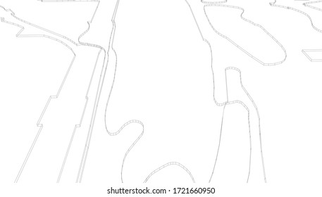 
space sketch outline, 3D rendering., landscape architectural form