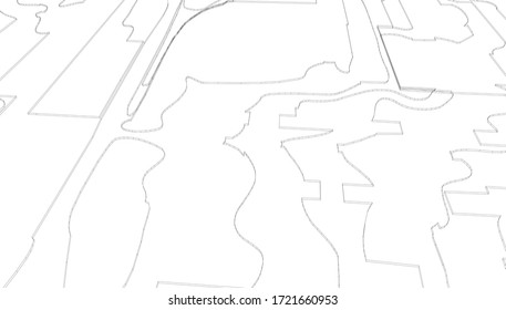
space sketch outline, 3D rendering., landscape architectural form
