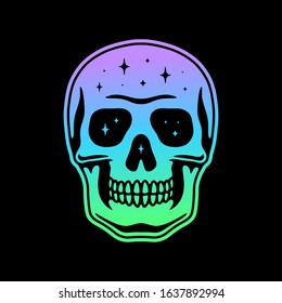 SPACE SKULL COLOR GRADIENT BLACK BACKGROUND