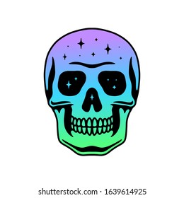 SPACE SKULL COLOR GRADIENT WHITE BACKGROUND