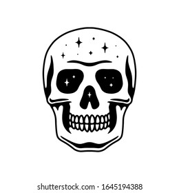 SPACE SKULL WITH STARS ON WHITE BACKGROUND