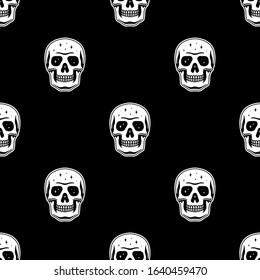 SPACE SKULL WHITE SEAMLESS PATTERN GRADIENT BLACK BACKGROUND