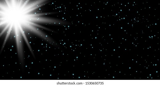 Space sky background with star flare design.