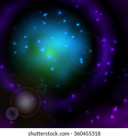 Space sky background with stars and lights