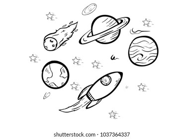 space solar doodle icon vector