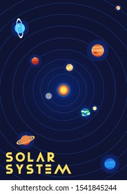 Space Solar System Sun Stars Science simple art drawing vector illustration eps 10
