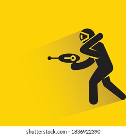 space soldier with drop shadow on yellow background