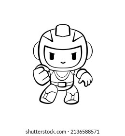 Space soldier. Element for coloring page. Cartoon style.