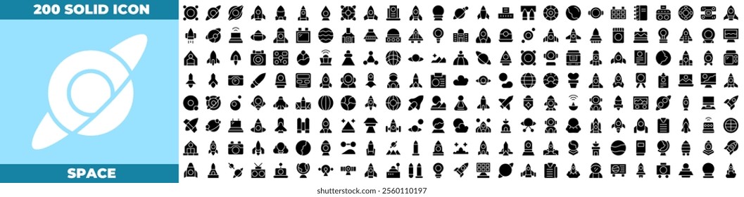 Space Solid Editable Icons set. Vector illustration in modern thin solid style of space icons: space, satellite, astronaut, etc