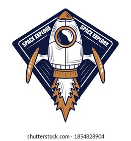 space spacecraft launch exploration badge icon vector illustration