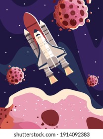espacial espacial espacial espacial con ilustración vectorial de escena esteroide