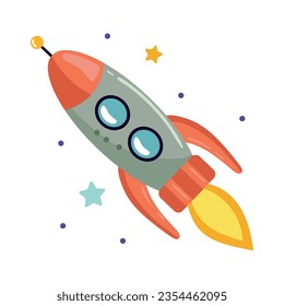 space spaceship cartoon icon isolated illustration