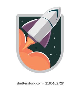space spaceship label retro icon