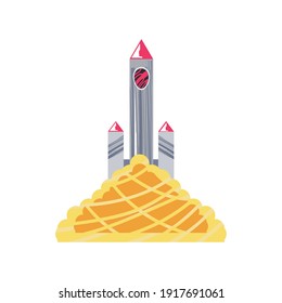 space spaceship launching exploration icon isolated vector illustration