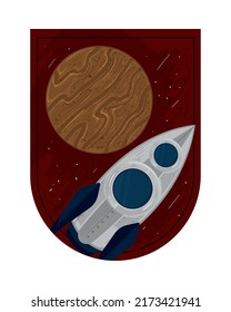 space spaceship and planet badge