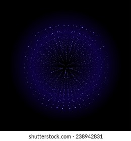 Space sparks spray shiny explosion. Violet color salute. Vector clip art isolated on black