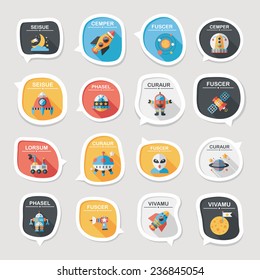 Space speech bubble flat design background set, eps10