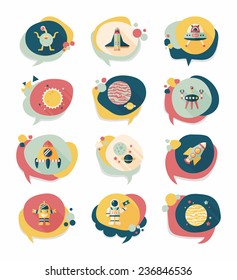 Space speech bubble flat design background set, eps10