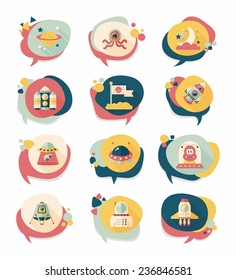Space speech bubble flat design background set, eps10