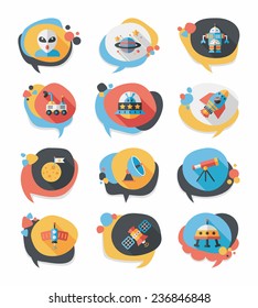 Space speech bubble flat design background set, eps10